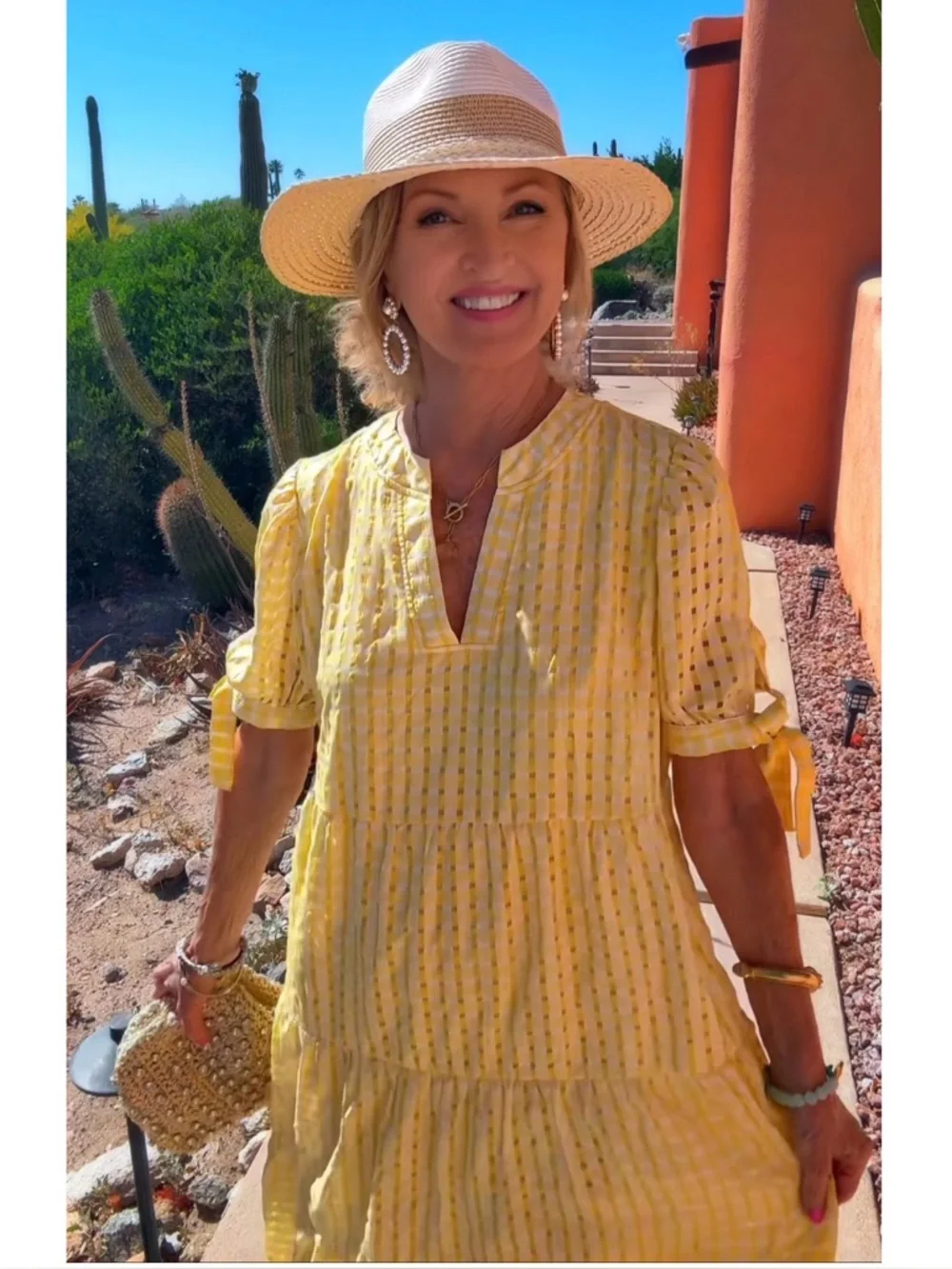 NWT Yellow Lightweight Tiered Eyelet Midi Dress-S - Picture 7 of 17